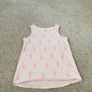 Girls pink tank with seahorse print. Size: L (10-12).